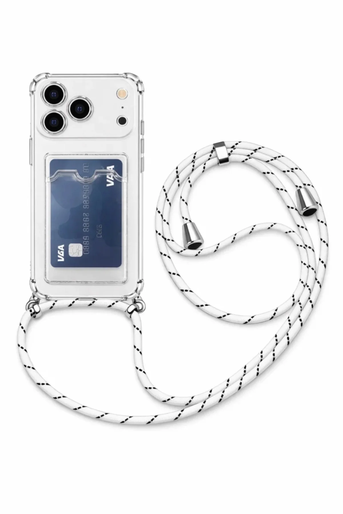 iPhone 17 Pro Max Askılı Kartlıklı Antişok Kılıf Siyah