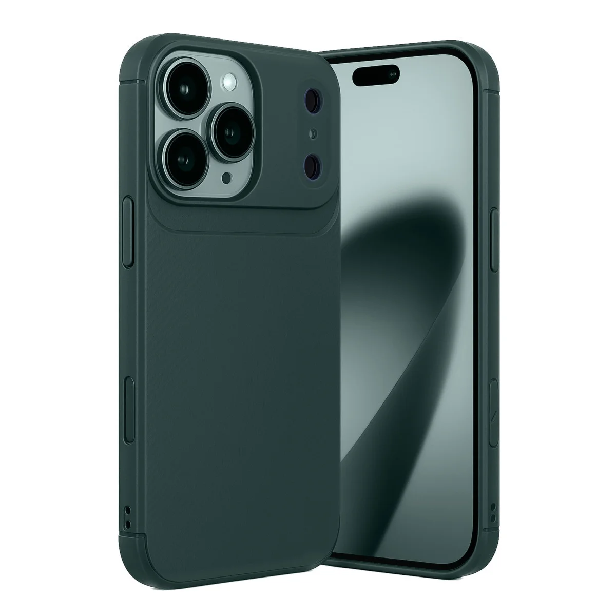 iPhone 17 Pro Max Auto Focus Karbon Kapak - Koyu Yeşil Güvenli Koruma