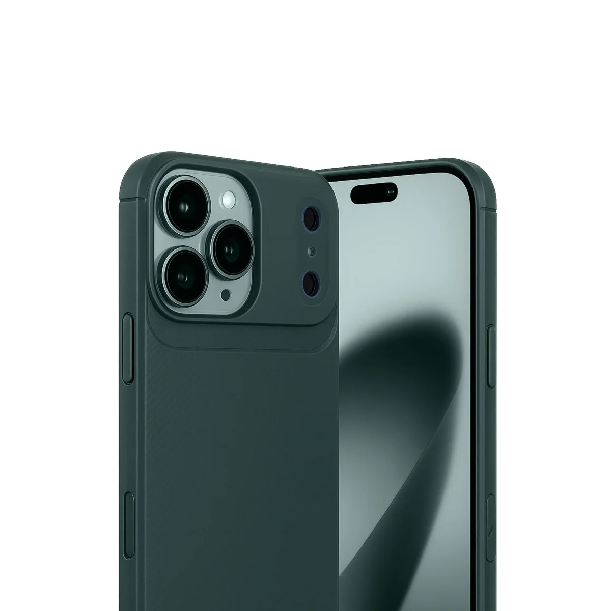 iPhone 17 Pro Max Auto Focus Karbon Kapak - Koyu Yeşil Güvenli Koruma