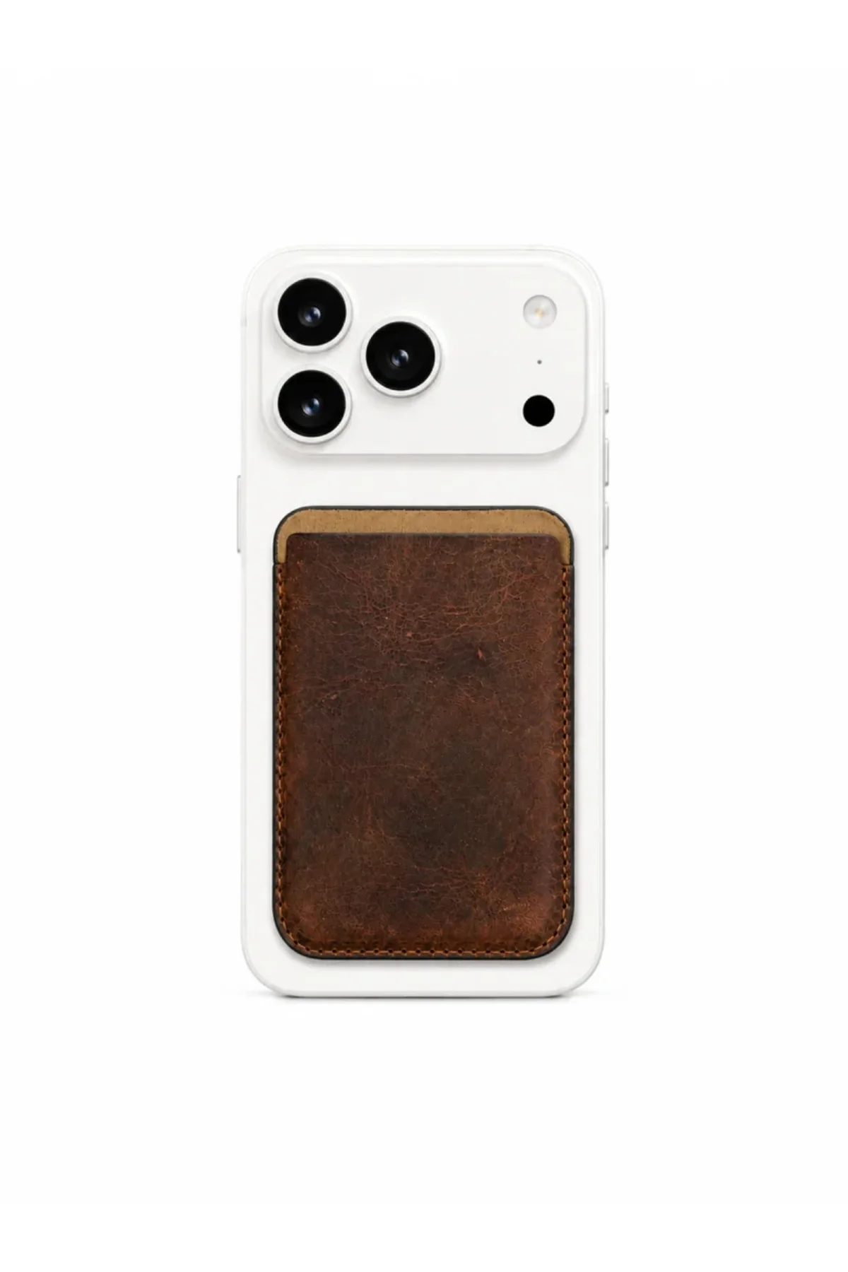 iPhone 17 Pro Max Heritage Hakiki Deri Cüzdan Magsafe Vintage Kahverengi