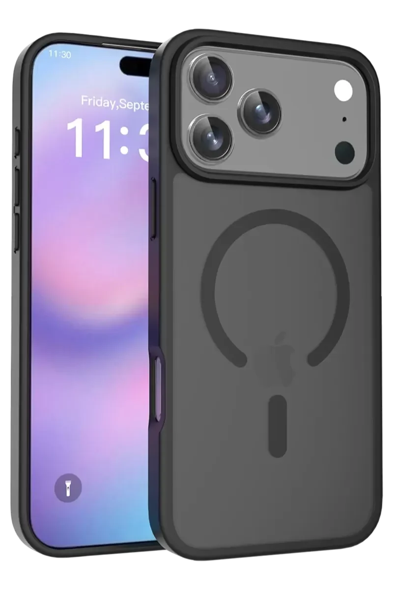 iPhone 17 Pro Max ile Uyumlu MagSafe Kılıf - Siyah Premium Çift Katmanlı Koruma