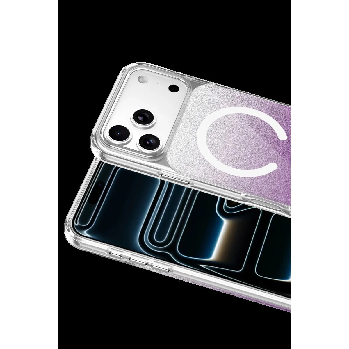 iPhone 17 Pro Max ile Uyumlu Sora Simli Magsafe Kılıf - Mor