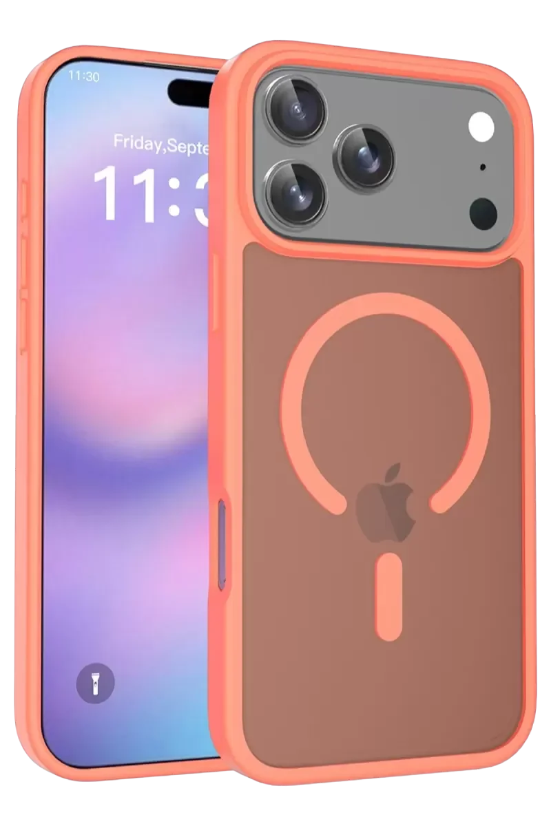 iPhone 17 Pro Max ile Uyumlu Jota MagSafe Kılıf - Turuncu, Premium Silikon, Çift Katmanlı Koruma