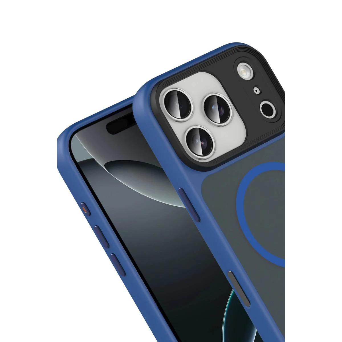 iPhone 17 Pro Max ile Uyumlu Megane MagSafe Kılıf - Lacivert, 360° Askeri Sınıf Koruma