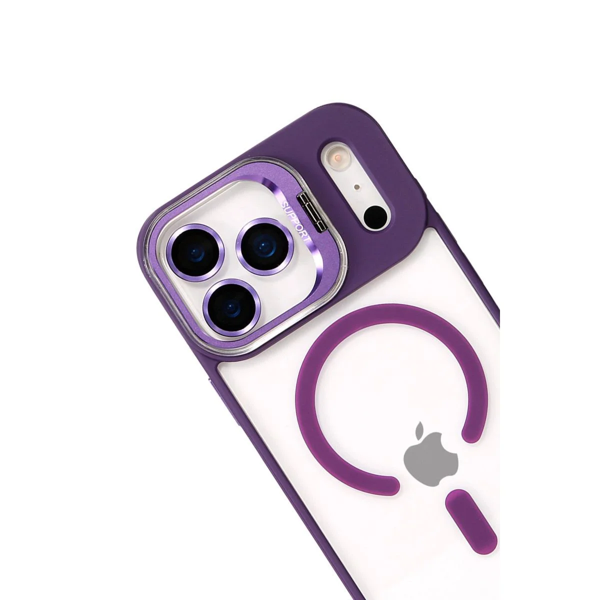 iPhone 17 Pro Max ile Uyumlu Remim Lensli Magsafe Standlı Kapak - Derin Mor iPhone 17 Pro Max ile Uyumlu Remim Lensli Magsafe Standlı Kapak - Derin Mor