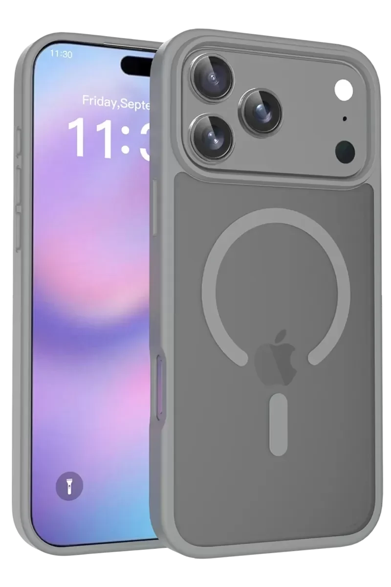 iPhone 17 Pro Max ile Uyumlu Jota MagSafe Kılıf - Titan Gri, Çift Katmanlı Koruma ve Parmak İzi Tutmaz Silikon Kapak
