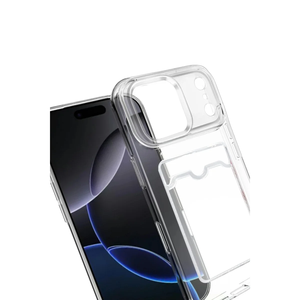 iPhone 17 Pro Max Kartlı Şeffaf Silikon Kılıf - Ekstra Koruma ve Pratiklik