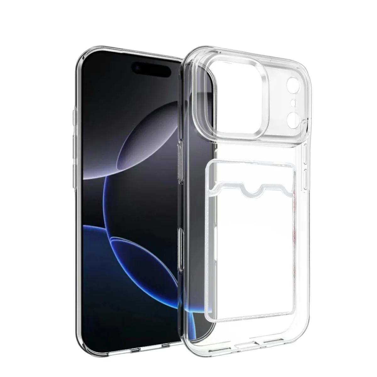 iPhone 17 Pro Max Kartlı Şeffaf Silikon Kılıf - Ekstra Koruma ve Pratiklik