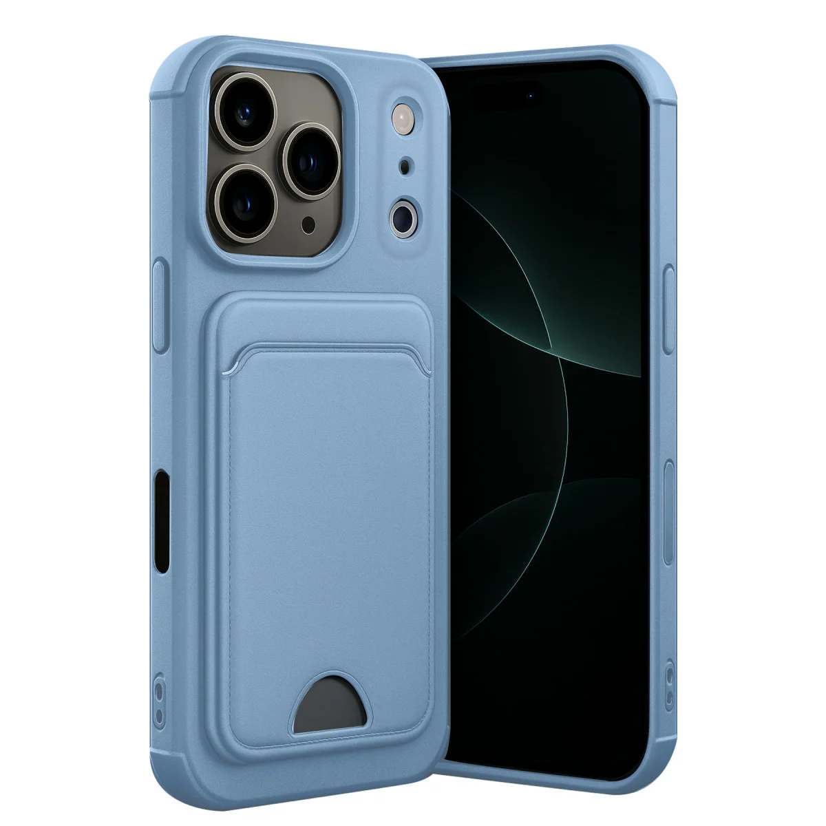 iPhone 17 Pro Max Kelvin Kartvizitli Silikon Kılıf - Mavi