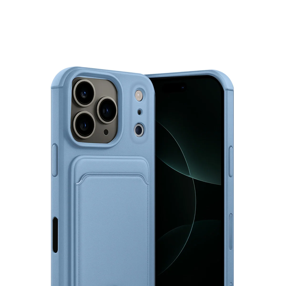 iPhone 17 Pro Max Kelvin Kartvizitli Silikon Kılıf - Mavi