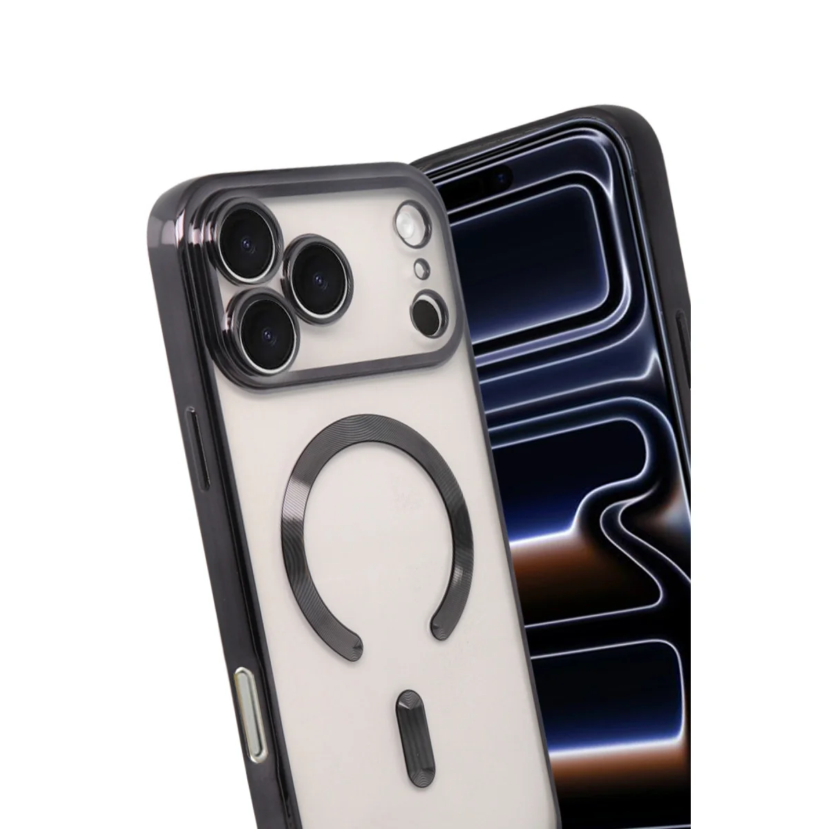 iPhone 17 Pro Max Kross MagSafe Şeffaf Kılıf - Siyah, Ultra Şeffaf ve Güçlü Manyetik Bağlantı