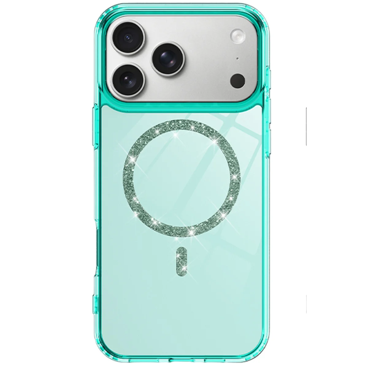iPhone 17 Pro Max Live Diamond Magsafe Kapak - Yeşil ve Kristal Berraklıkta Koruma