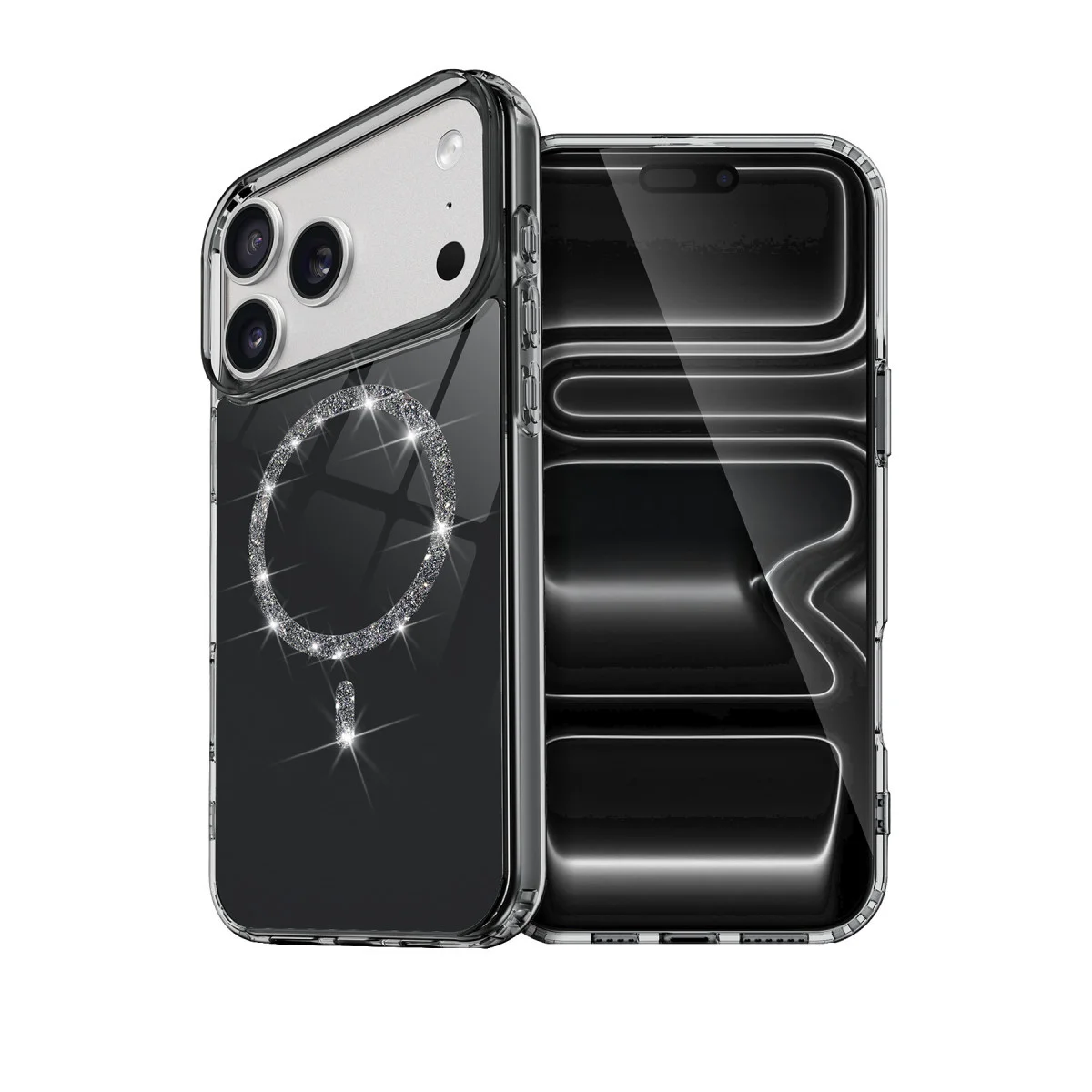 iPhone 17 Pro Max Live Diamond Magsafe Kapak Siyah - Darbe Emici, İpeksi ve Şık