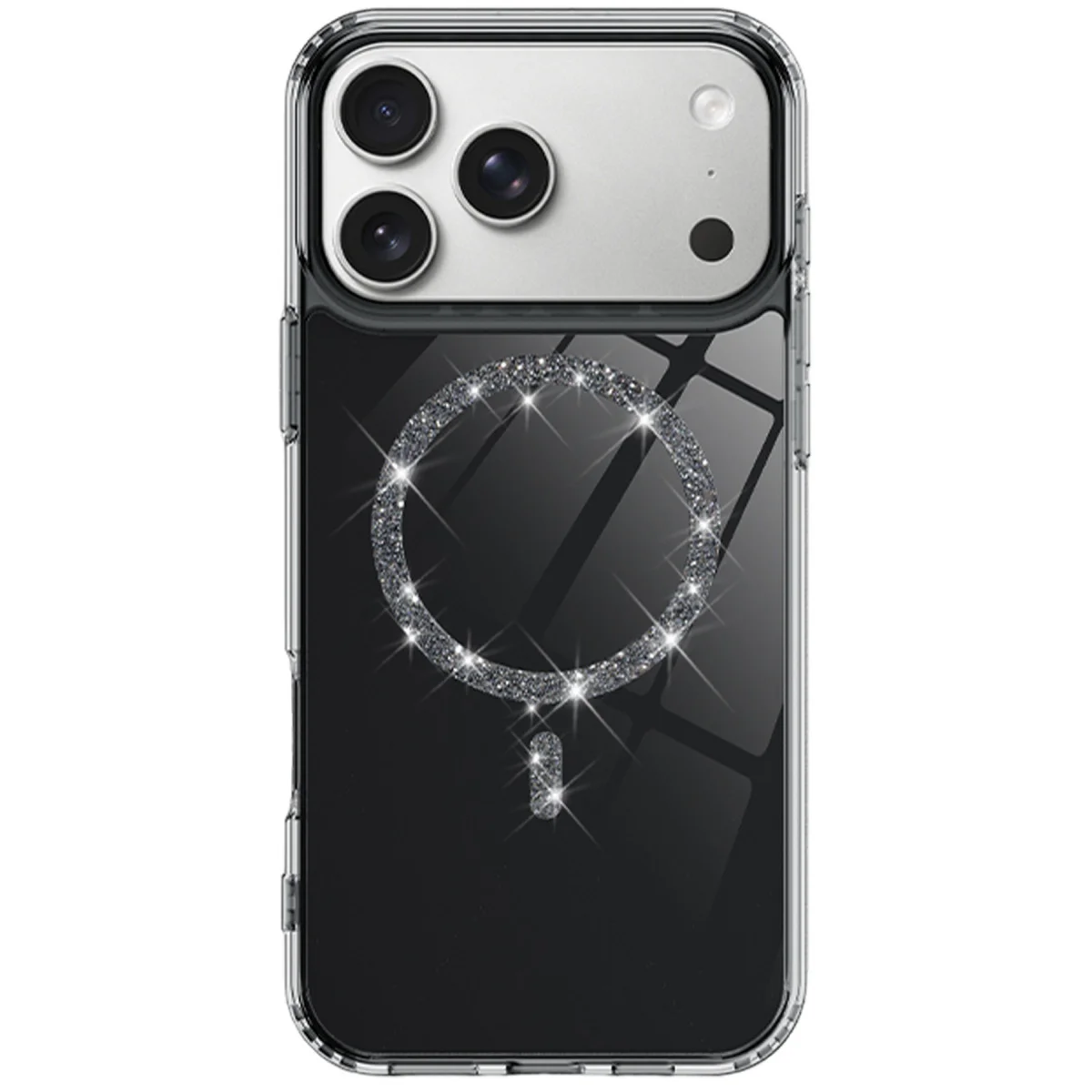 iPhone 17 Pro Max Live Diamond Magsafe Kapak Siyah - Darbe Emici, İpeksi ve Şık