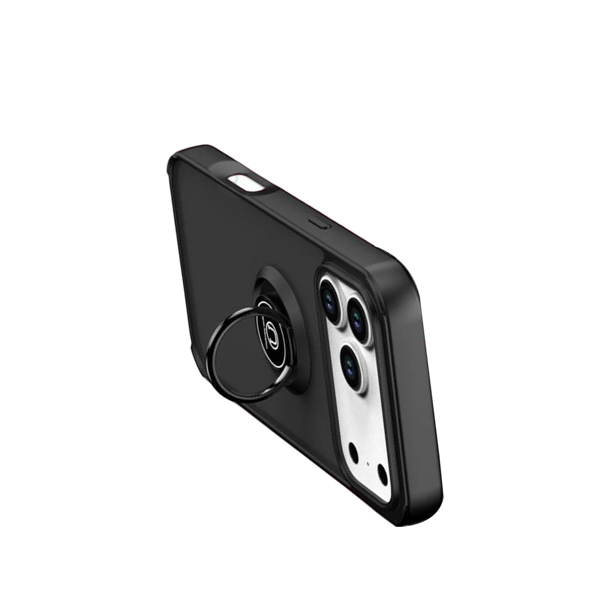 iPhone 17 Pro Max Montreal Yüzüklü Silikon Kapak - Siyah, Metal Standlı Koruma