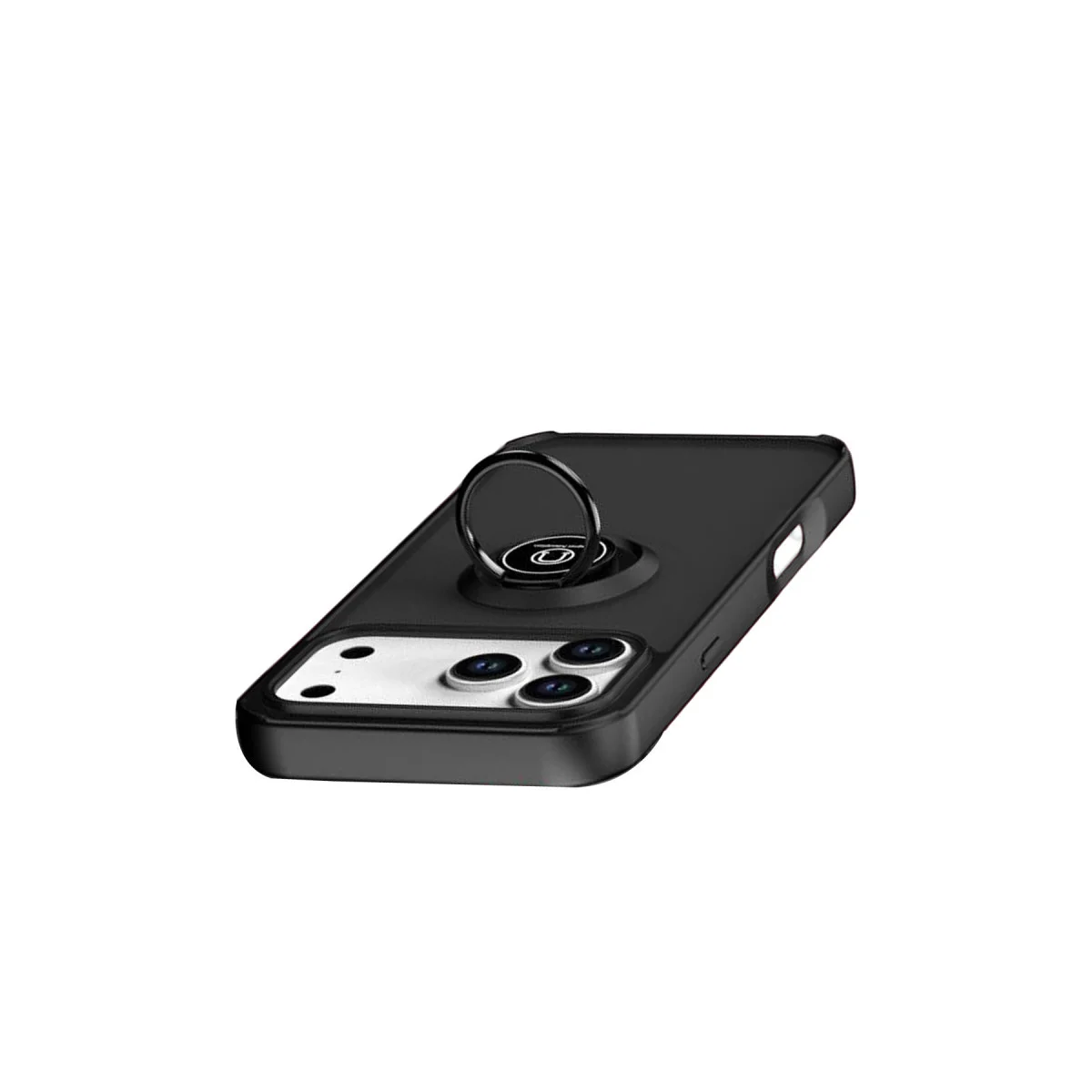 iPhone 17 Pro Max Montreal Yüzüklü Silikon Kapak - Siyah, Metal Standlı Koruma