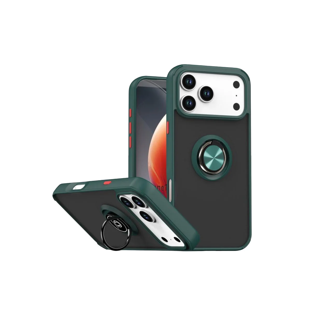 iPhone 17 Pro Max Montreal Yüzüklü Silikon Kapak - Yeşil