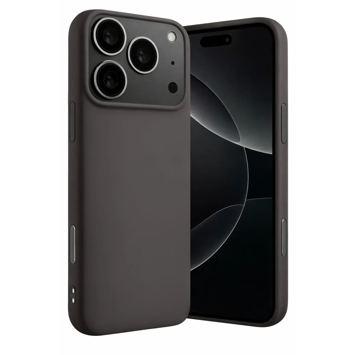 iPhone 17 Pro Max Nano İçi Kadife Silikon Gri Kılıf ve Koruma