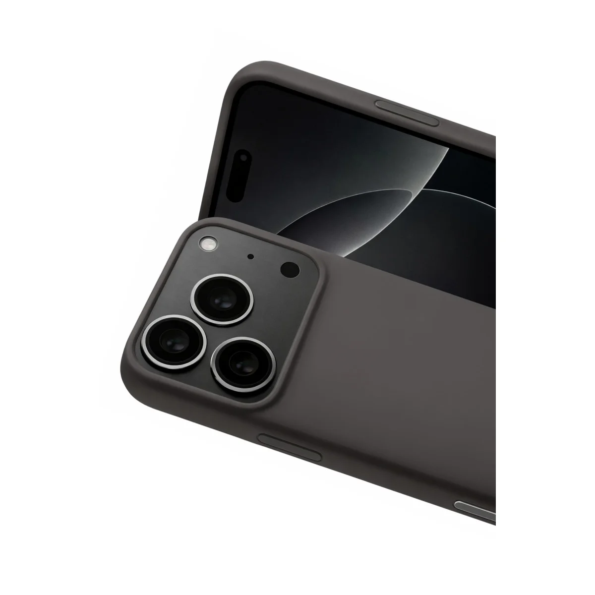 iPhone 17 Pro Max Nano İçi Kadife Silikon Gri Kılıf ve Koruma