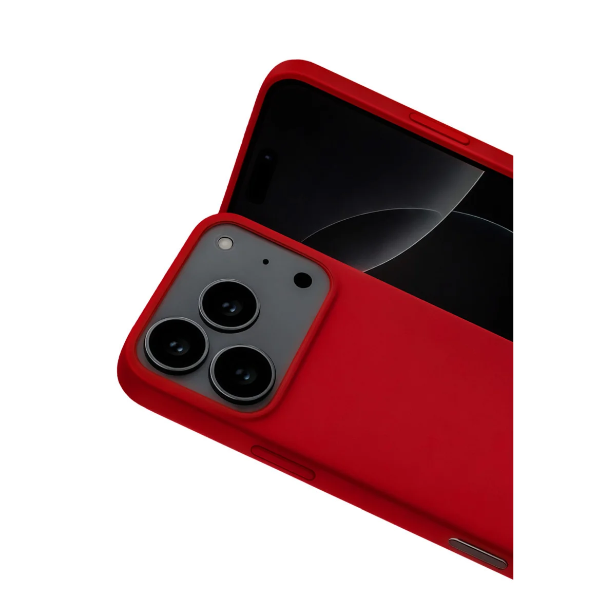 iPhone 17 Pro Max Nano İçi Kadife Silikon Kılıf - Kırmızı, Ultra Şık ve Tam Koruma