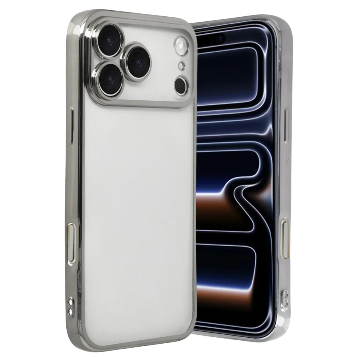 iPhone 17 Pro Max Razer Lensli Silikon Kılıf - Gümüş