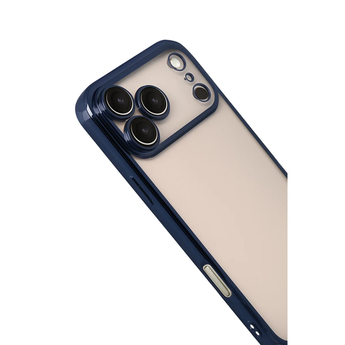 iPhone 17 Pro Max Razer Lensli Silikon Kılıf - Lacivert - Estetik ve Güçlü Koruma
