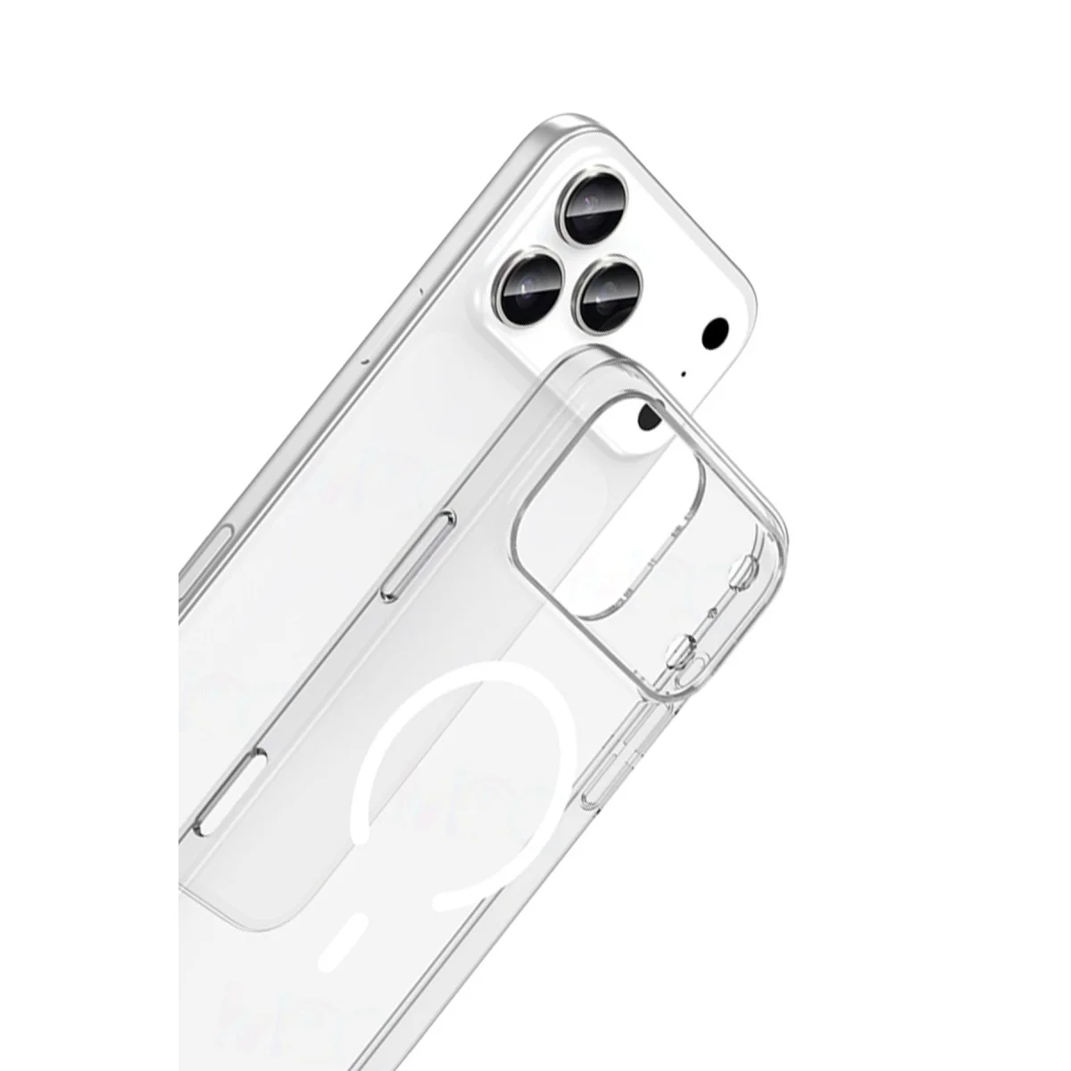 iPhone 17 Pro Max Sert Şeffaf Magsafe Kapak - Şeffaf, Kamera Koruma, Kablosuz Şarj Uyumlu