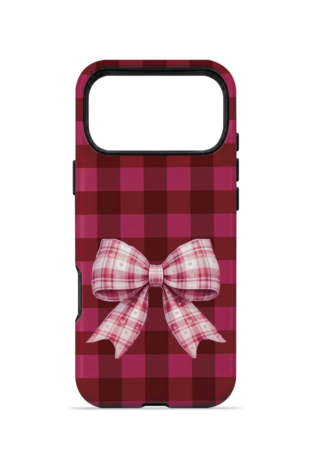 iPhone 17 Pro Max Vorian Çift Katmanlı Cherry Gingham Bow Kılıf - Görsel 4