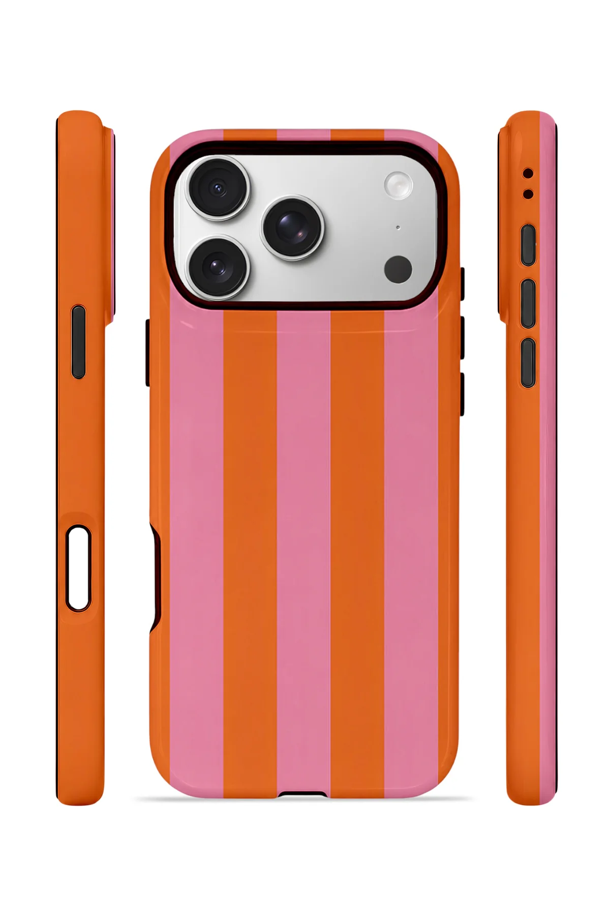 iPhone 17 Pro Max Vorian Çift Katmanlı MagSafe Kılıf Tangerine Rose Stripe