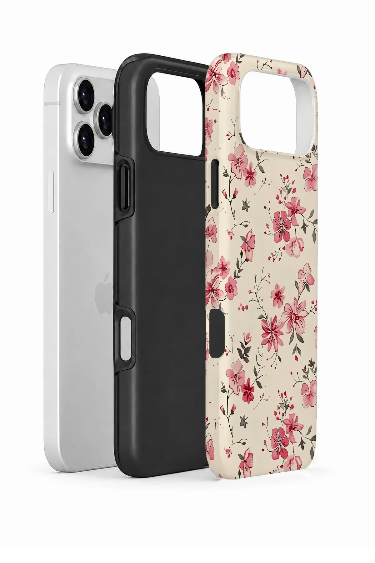 iPhone 17 Pro Max Vorian Çift Katmanlı Pembe Kır Çiçeği Kılıf - Görsel 2