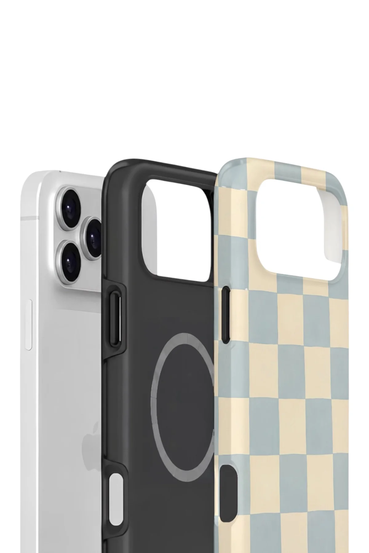 iPhone 17 Pro Max Vorian Çift Katmanlı MagSafe Kılıf Powder Blue Checker