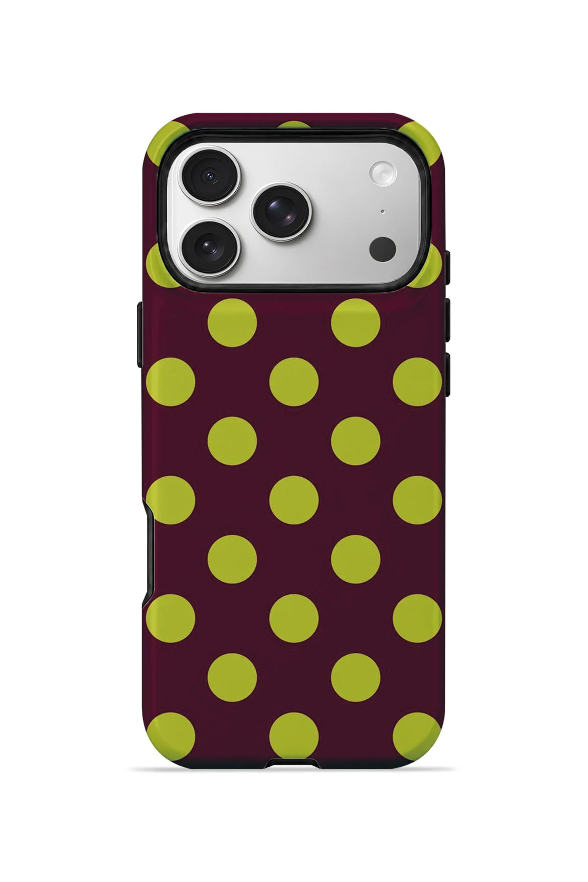 iPhone 17 Pro Max Vorian MagSafe Çift Katmanlı Bordo Limon Puantiye Kılıf iPhone 17 Pro Max Vorian MagSafe Çift Katmanlı Bordo Limon Puantiye Kılıf