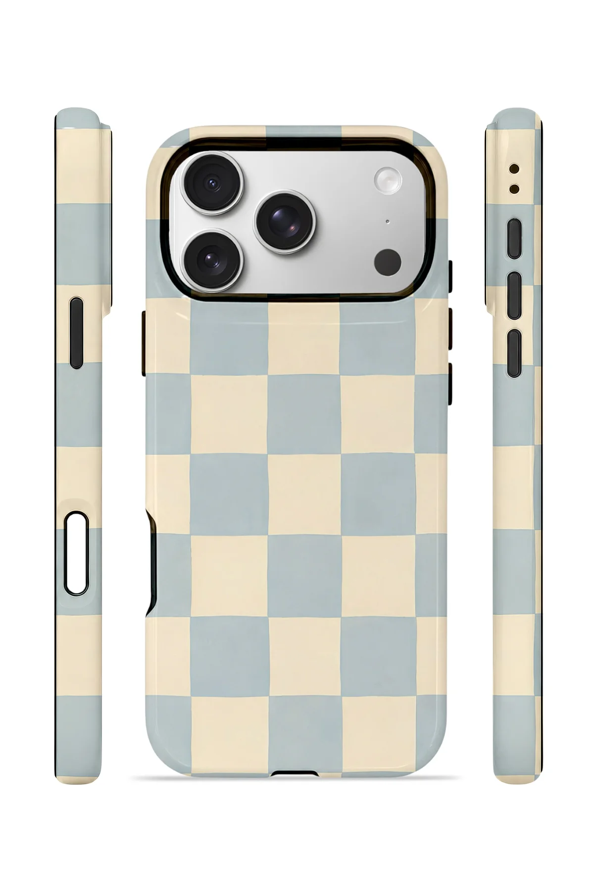 iPhone 17 Pro Max Vorian Çift Katmanlı MagSafe Kılıf Powder Blue Checker