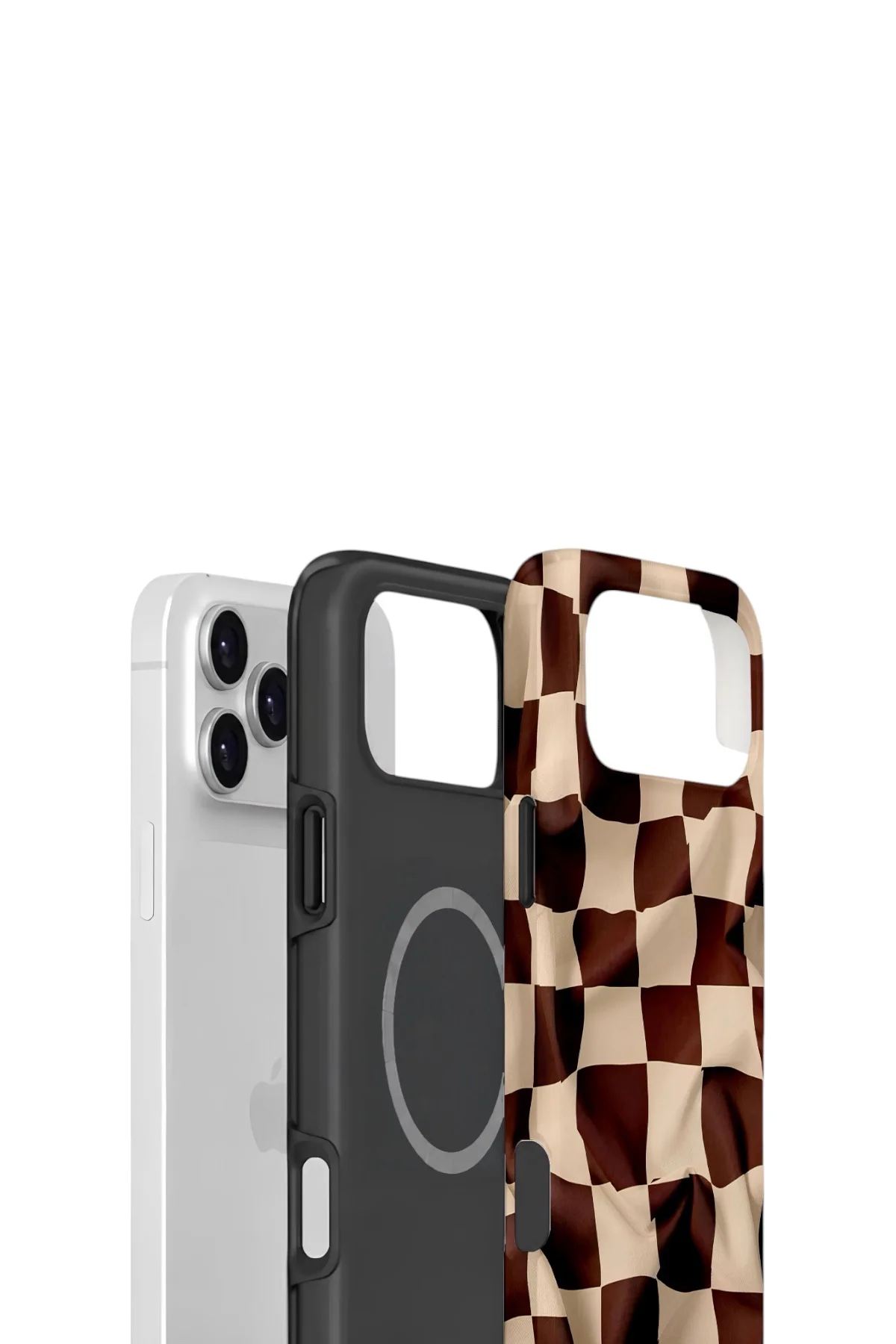 iPhone 17 Pro Max Vorian Çift Katmanlı MagSafe Kılıf Mocha Melt Checker