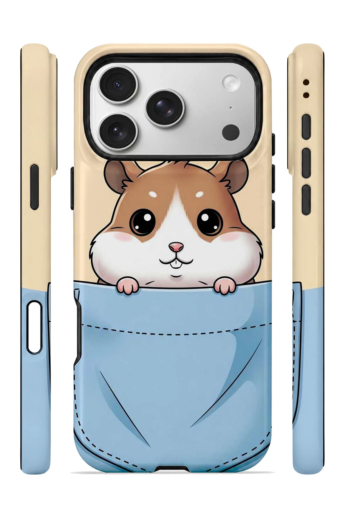 iPhone 17 Pro Max Vorian Çift Katmanlı Cepli Hamsterli Kılıf - Görsel 3