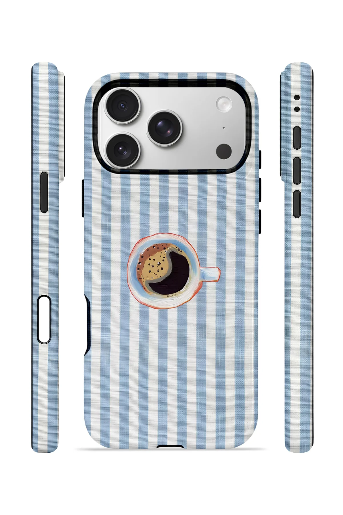 iPhone 17 Pro Max Vorian Çift Katmanlı MagSafe Kılıf Morning Coffee Stripe
