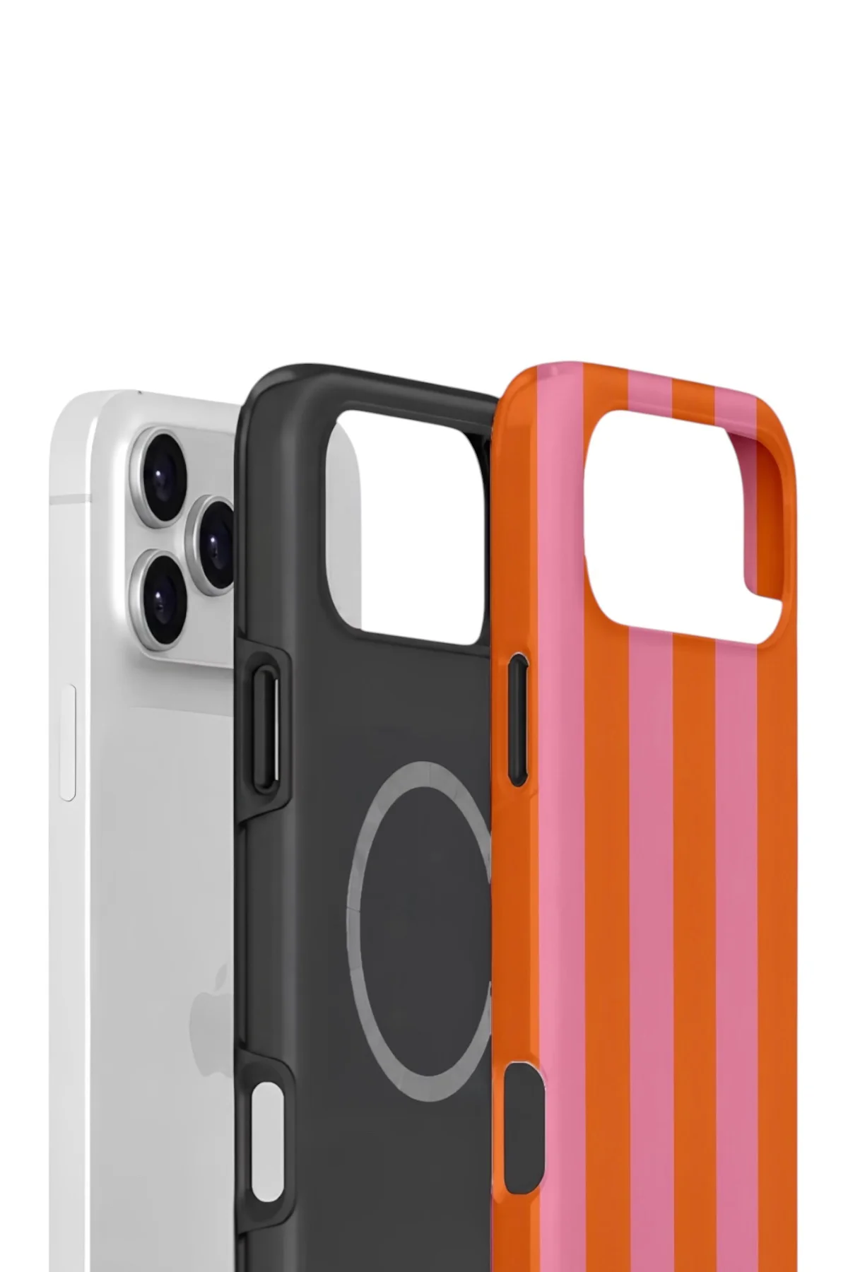 iPhone 17 Pro Max Vorian Çift Katmanlı MagSafe Kılıf Tangerine Rose Stripe