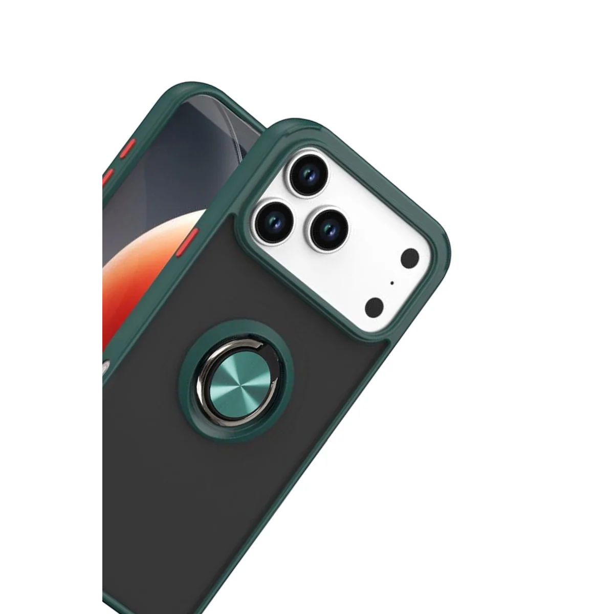 iPhone 17 Pro Montreal Yüzüklü Silikon Kapak - Yeşil ve Darbe Korumalı