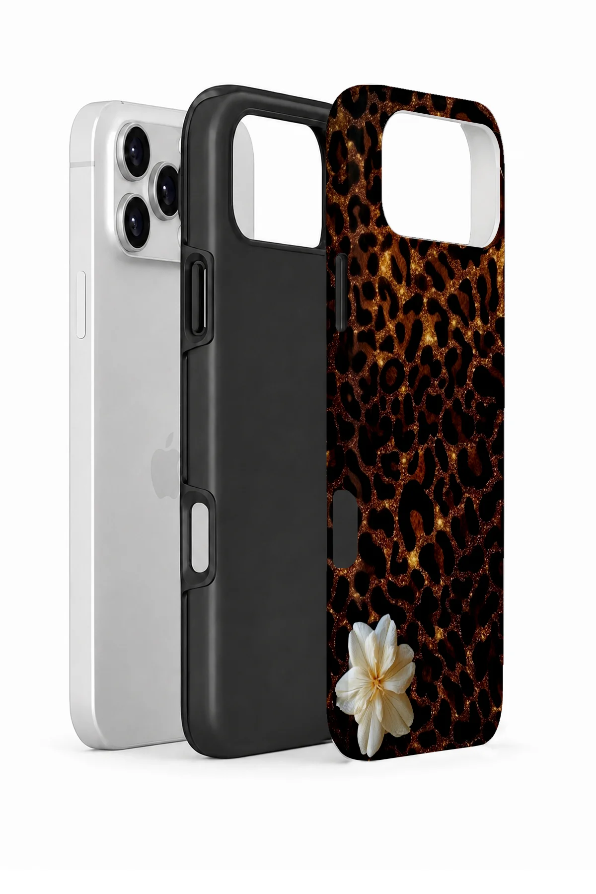 iPhone 17 Pro Vorian Çift Katmanlı Koyu Leopar Çiçek Kılıf - Görsel 2