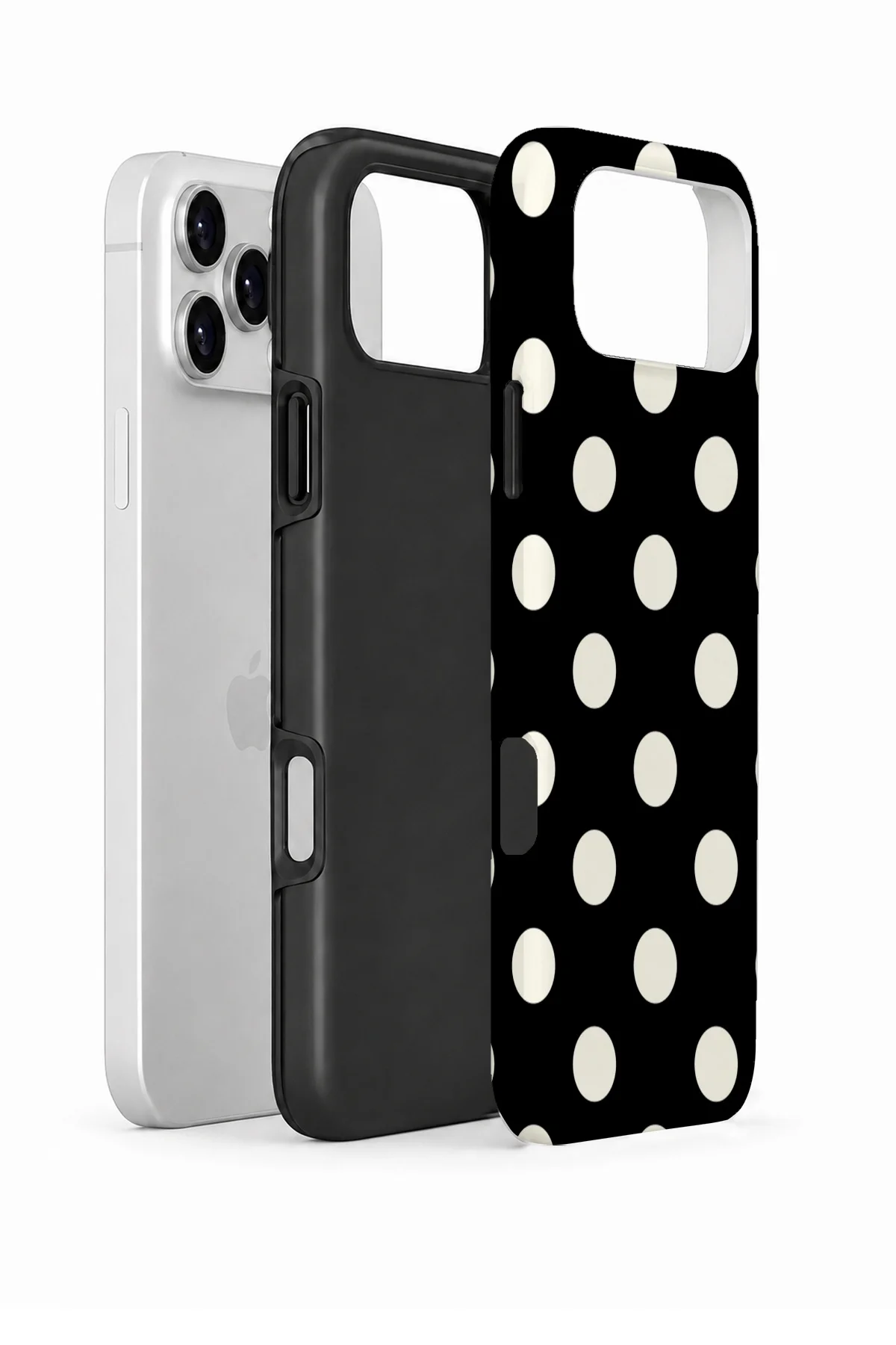 iPhone 17 Pro Vorian Çift Katmanlı Siyah Krem Puantiye Kılıf - Görsel 2