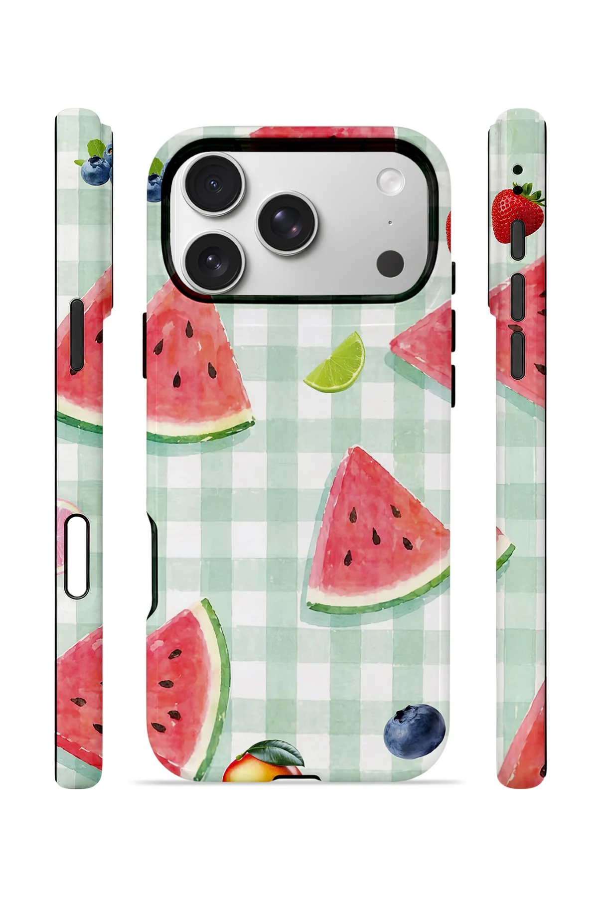 iPhone 17 Pro Vorian Çift Katmanlı Kılıf Watermelon Picnic Gingham