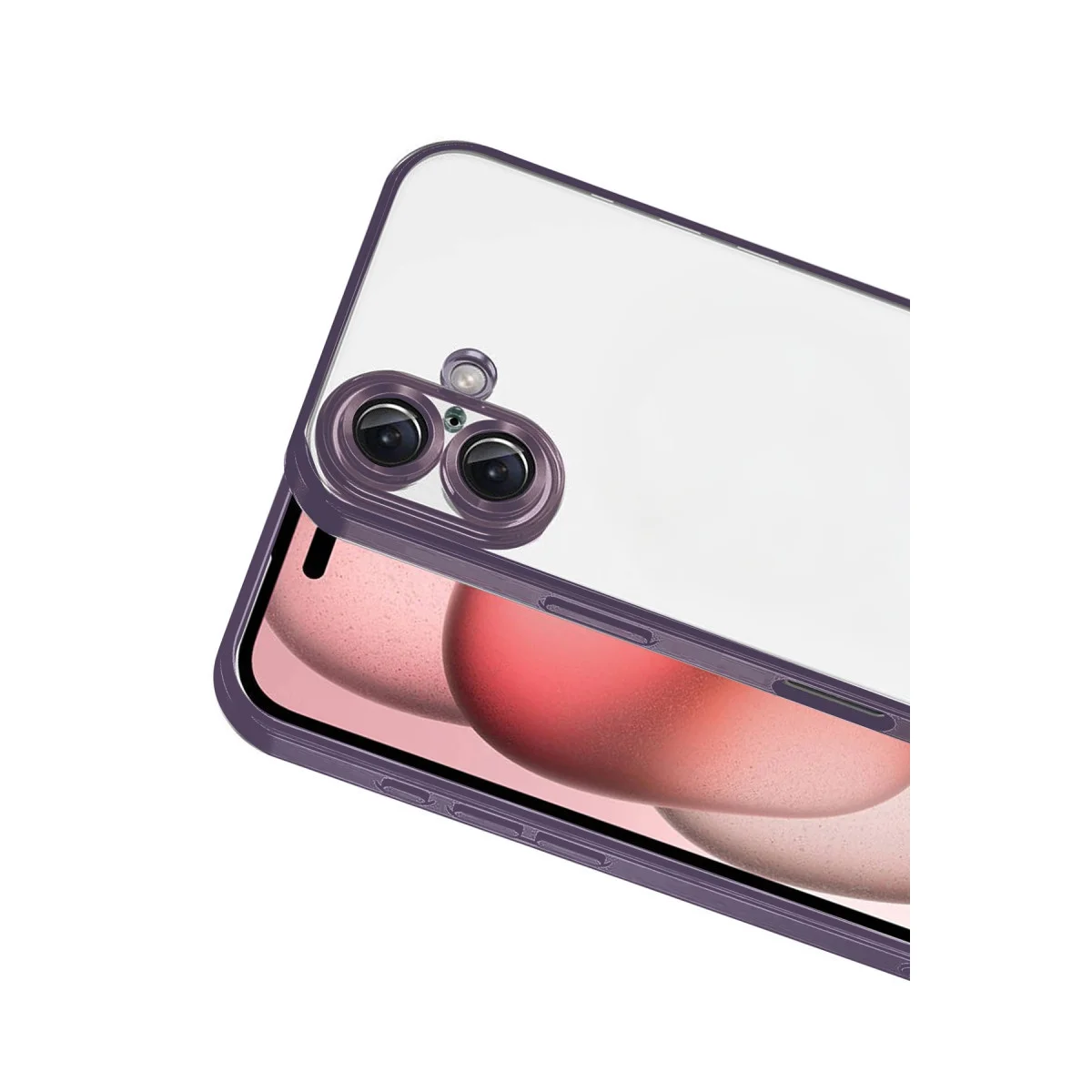 iPhone 17 Razer Lensli Silikon Kılıf Mor - Şeffaf Estetik ve 4 Köşe Darbe Emici Koruma