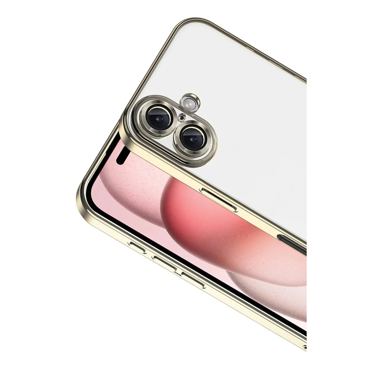 iPhone 17 Razer Lensli Silikon Kılıf - Gold, Estetik ve Yüksek Koruma