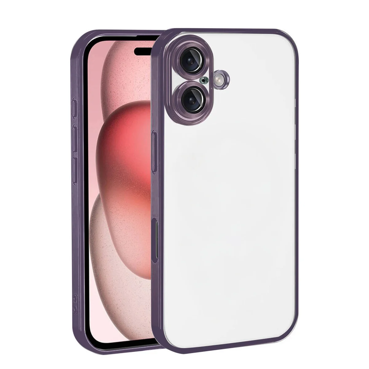iPhone 17 Razer Lensli Silikon Kılıf Mor - Şeffaf Estetik ve 4 Köşe Darbe Emici Koruma