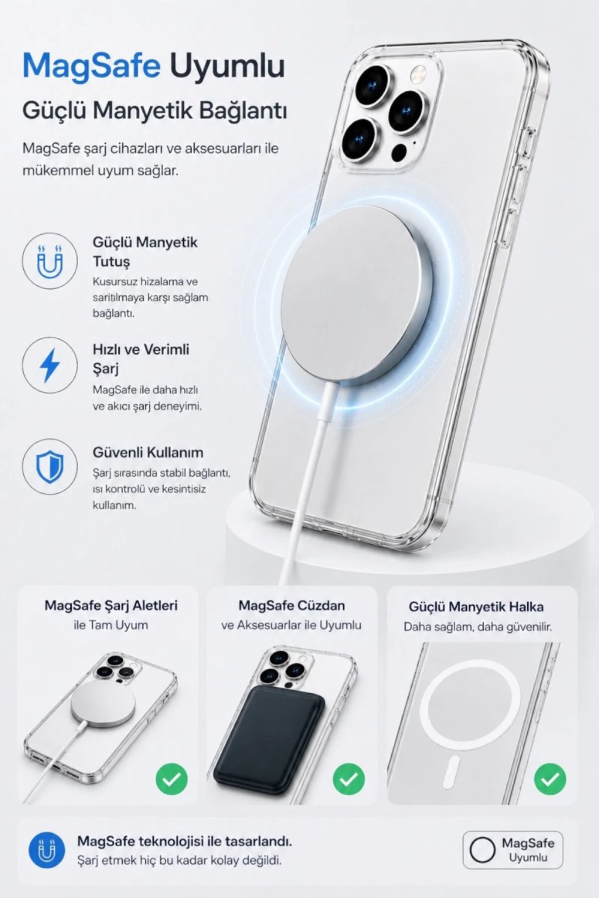 iPhone 17 Şeffaf Mika Sararmaz Sert Magsafe Kılıf