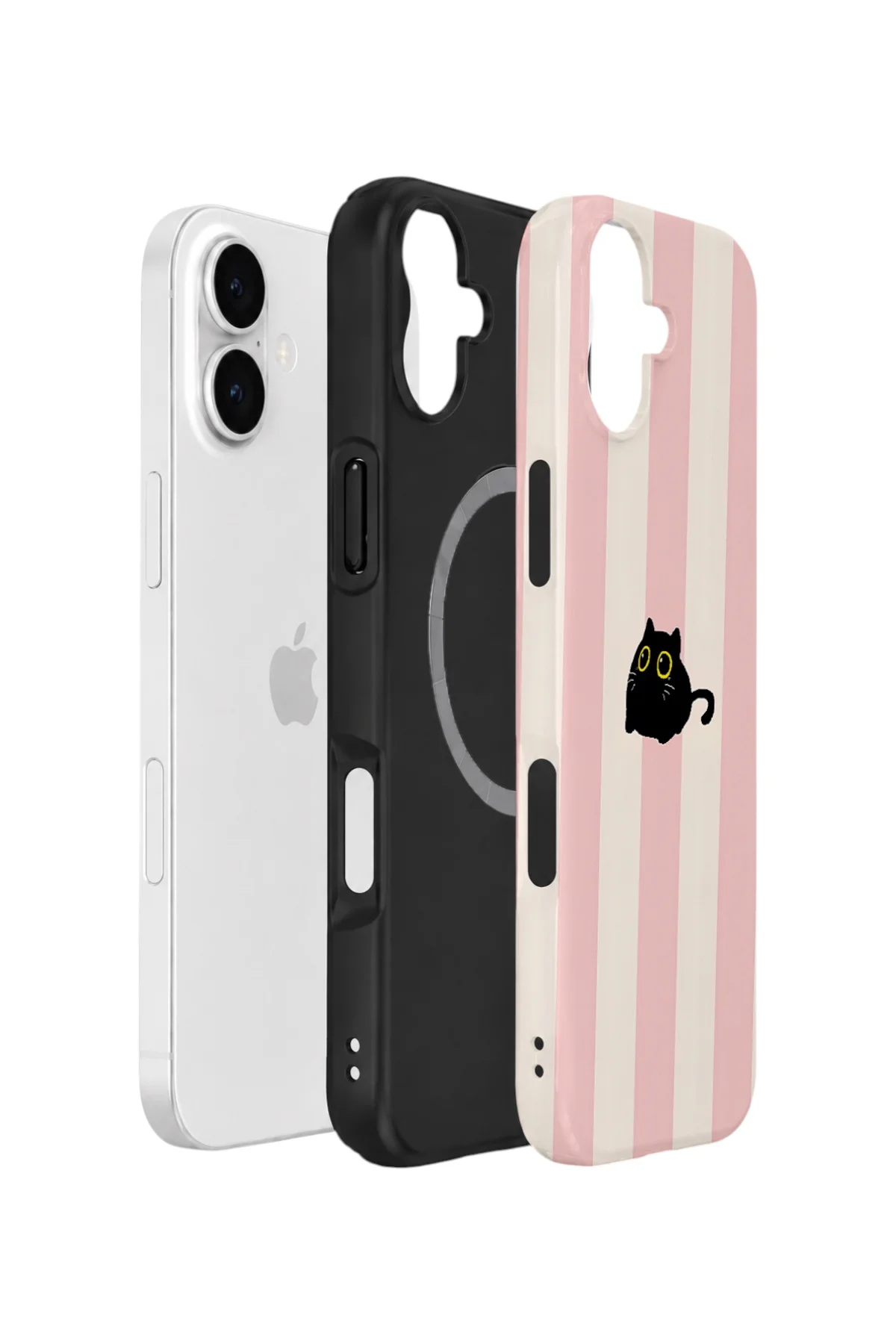 iPhone 17 Vorian Çift Katmanlı MagSafe Kılıf Midnight Cat Stripe