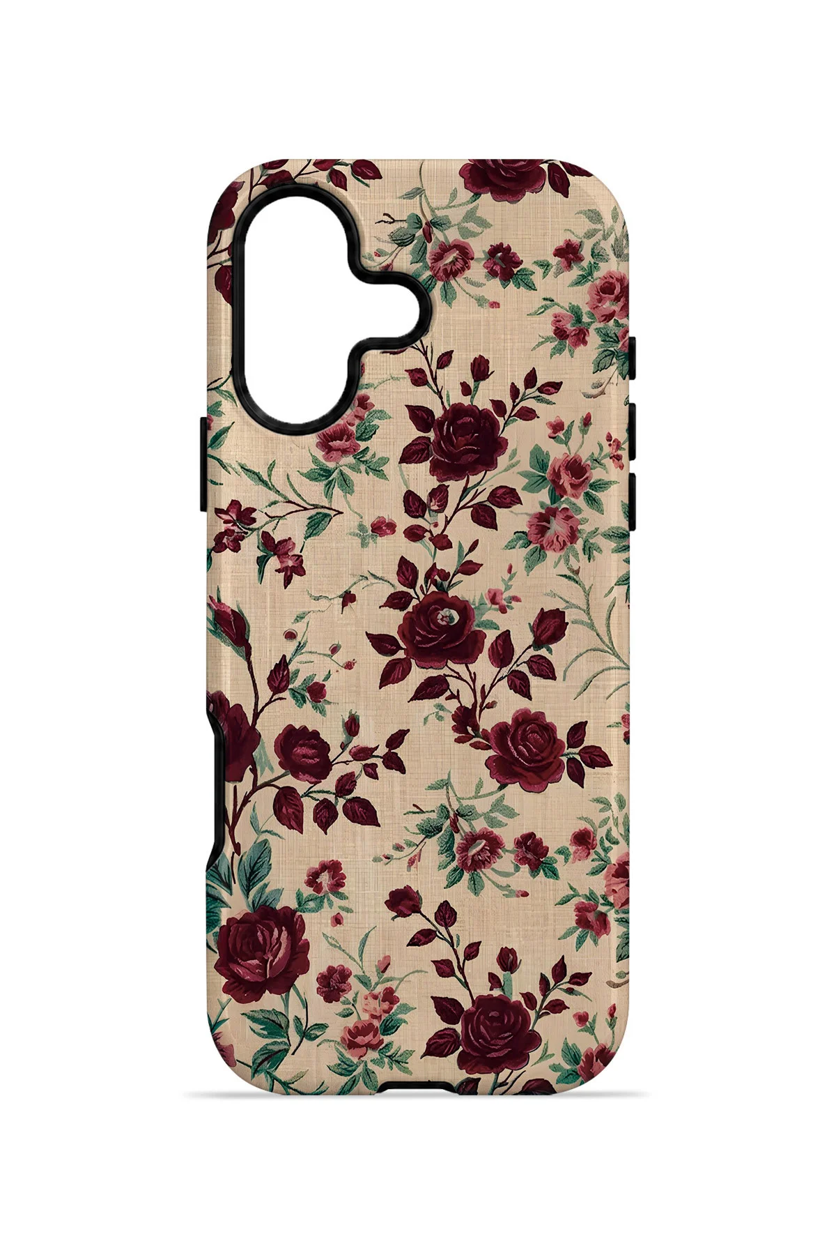 iPhone 17 Vorian Çift Katmanlı Bordo Botanik Kılıf - Görsel 4