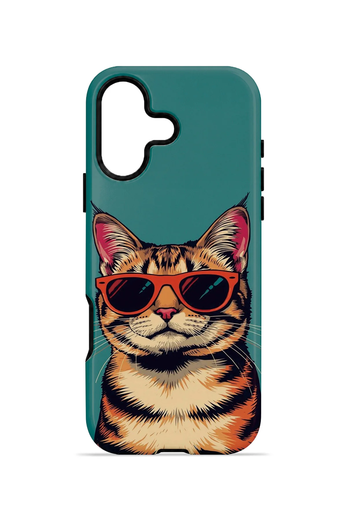 iPhone 17 Vorian Çift Katmanlı Gözlüklü Cool Kedi Kılıf - Görsel 4