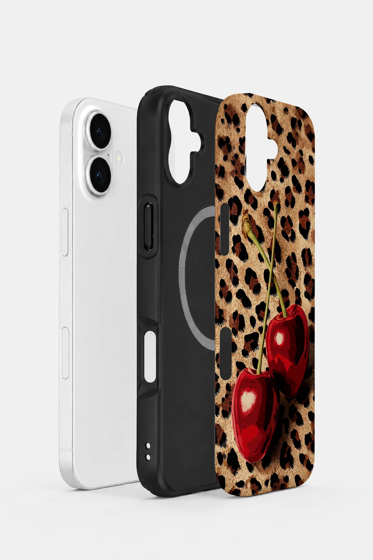iPhone 17 Vorian MagSafe Çift Katmanlı Leopar Kiraz Kılıf - Görsel 2