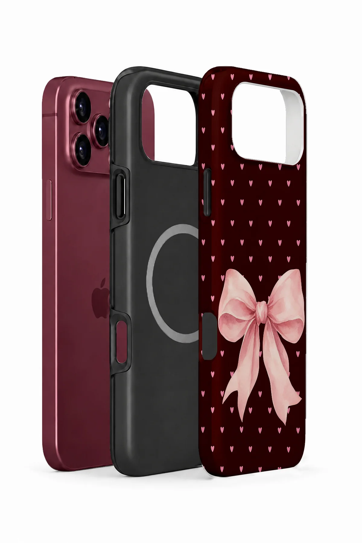 iPhone 18 Pro Vorian MagSafe Çift Katmanlı Blush Heart Bow Kılıf - Görsel 2